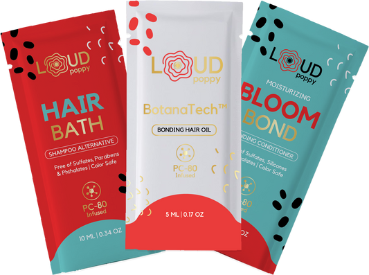 Revitalize Your Locks with Loud Poppy's Hair Care Trio Sample Pouches - The Ultimate Vegan & Cruelty-Free Solution